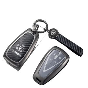 TPU Carbon Fiber Pattern Key Fob Cover Case for CHANGAN CS75 PLUS, CS55 PLUS, Eado, Deepal S7, Oshan X5/X7