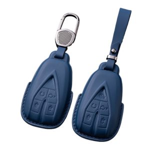 Genuine Leather Key Case Cover for CHANGAN CS35/CS75 PLUS, Eado, UNI-K/T, and OSHAN Series (5-Button, Coffee)