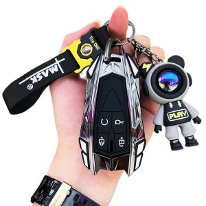 Zinc Alloy Key Fob Cover Case with Astronaut Wrist Strap for CHANGAN UNI-V UNI-K UNI-T