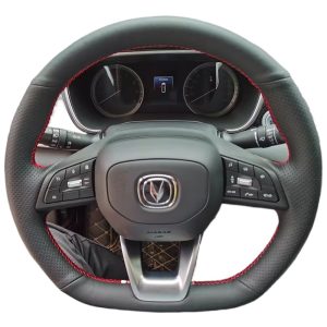 Genuine Leather Hand-Sewn Steering Wheel Cover for CHANGAN UNI-T, Eado Plus, and CS35 PLUS