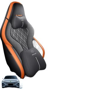 Custom Full Surround Leather Seat Covers for 2023 CHANGAN UNI-V Black and Orange Luxury Edition