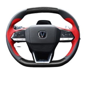 Hand-Sewn Carbon Fiber Texture Steering Wheel Cover for CHANGAN UNI-V, UNI-T, UNI-K, CS55 PLUS