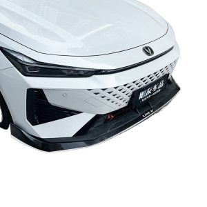 Front Bumper Lip Spoiler Chin Shovel for 2024 CHANGAN UNI-V Noble Edition, Glossy Black with Orange Trim