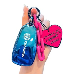 TPU Car Key Cover Sleeve Gradual Blue for CHANGAN CS75 PLUS CS55 PLUS CS35 EADO UNI-V DEEPAL S07 OSHAN Z6 LUMIN
